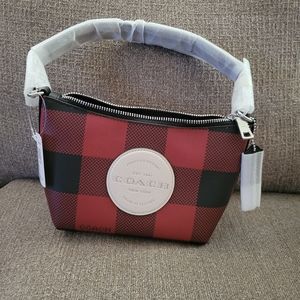 Coach red Buffalo plaid dempsey